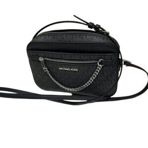 Michael Kors Jet Set Large East West Logo Zip Chain Crossbody Bag - Black